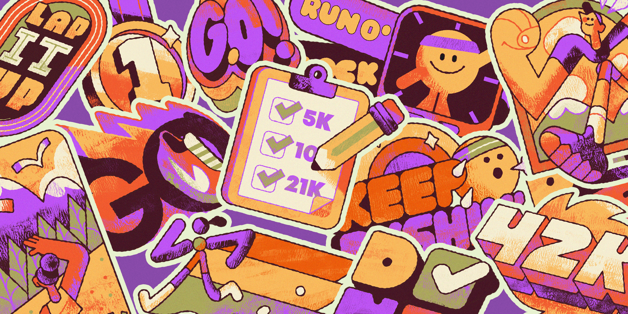Running Stickers wide illustration