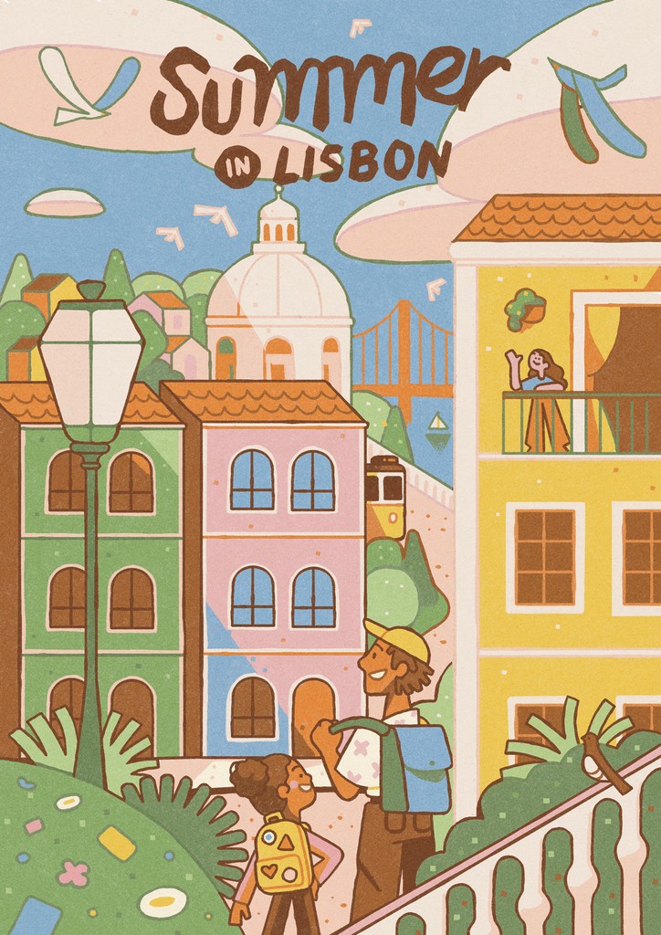Summer in Lisbon travel guide cover illustration