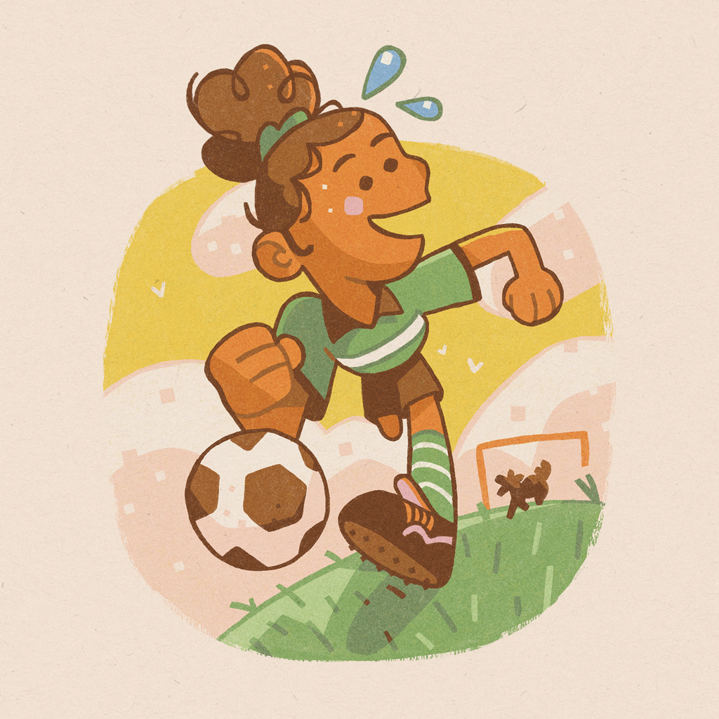 Summer in Lisbon illustration of kids playing soccer