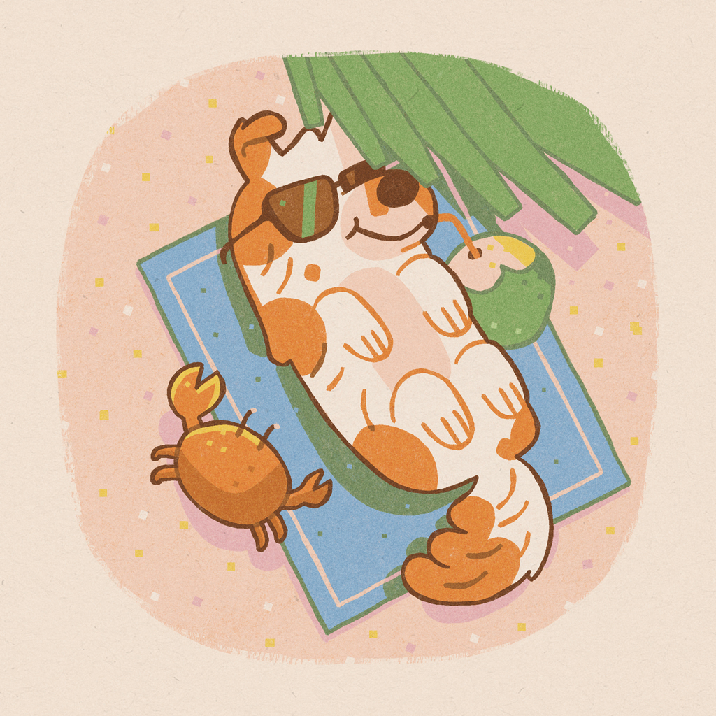Summer in Lisbon illustration of a dog in the city